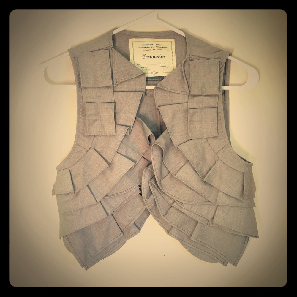 Anthropologie cropped ruffle vest